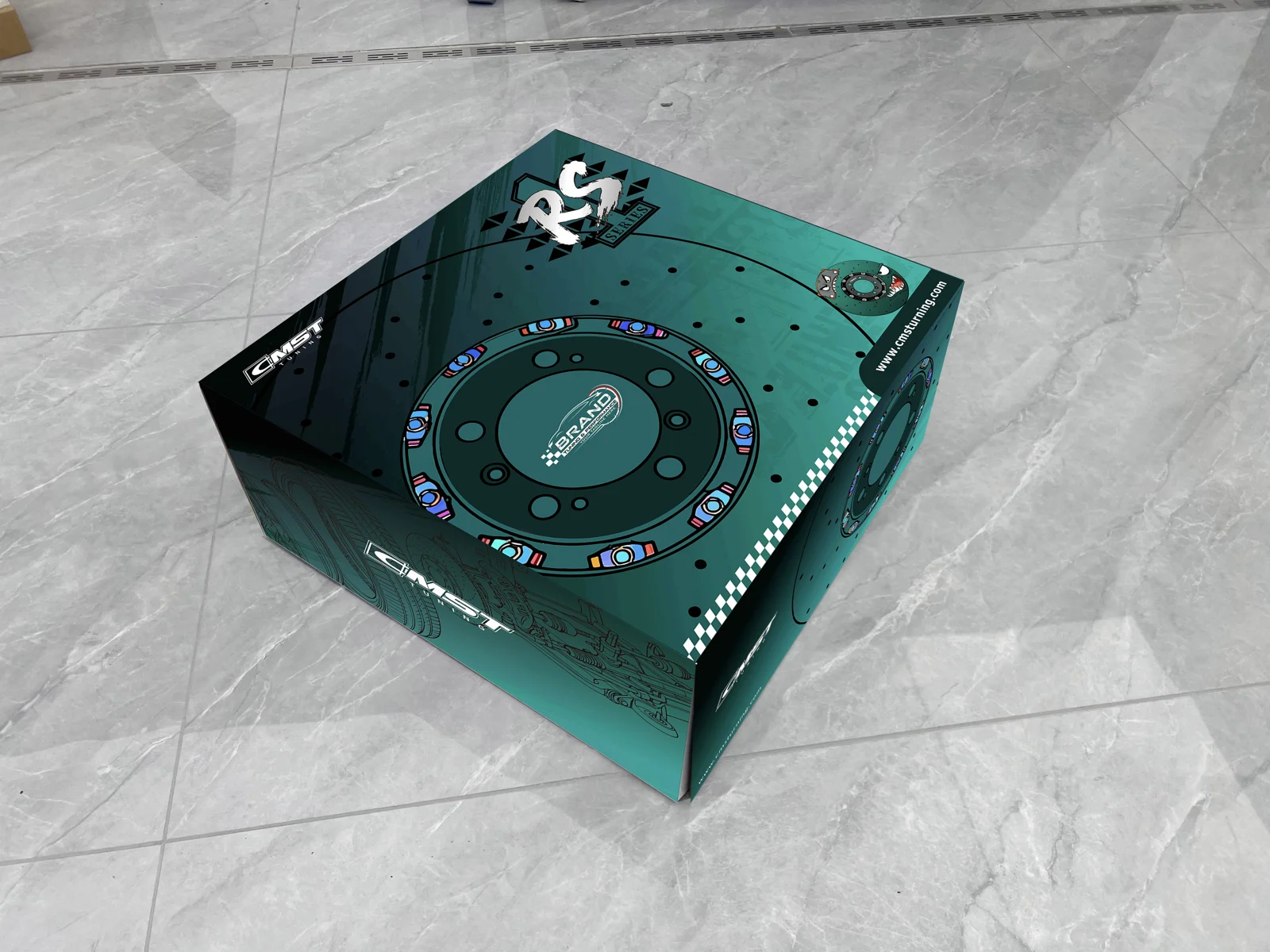 A CMST-printed export carton, designed and proofed in-house for a brake disc