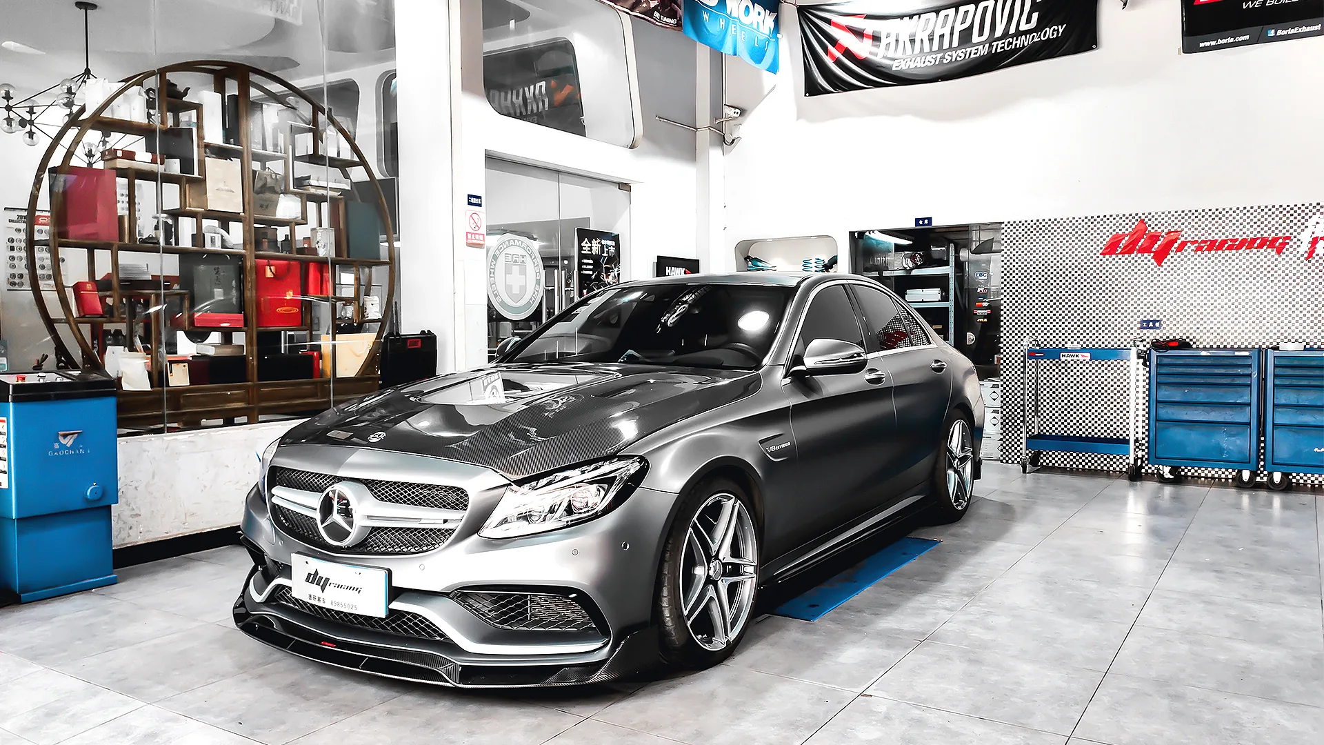 A Mercedes-Benz fitted with a CMST carbon fiber kit