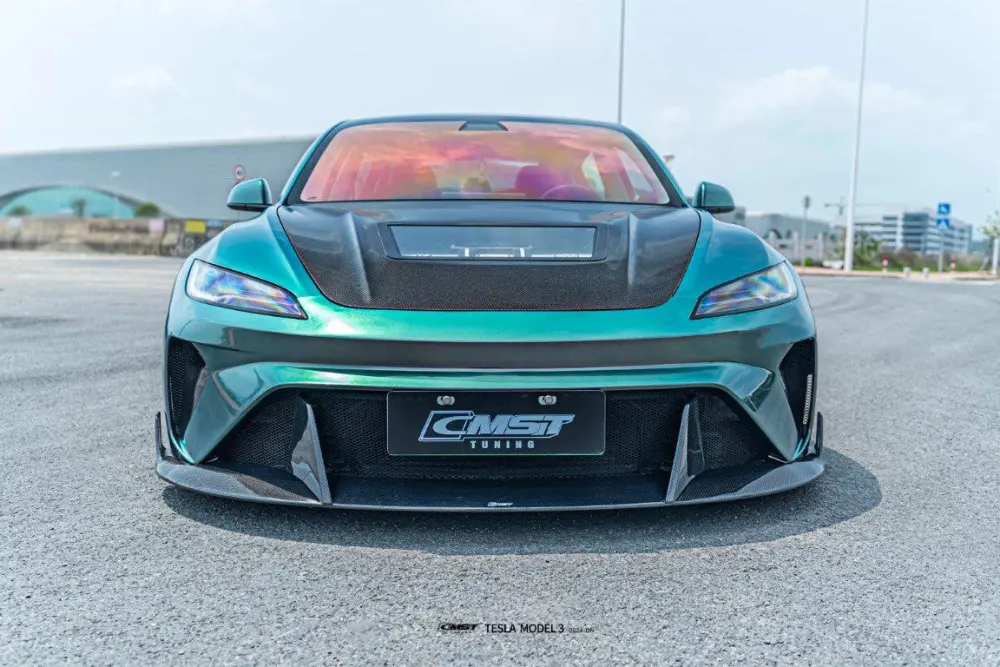 CMST carbon fiber front bumpers for the Tesla Model 3