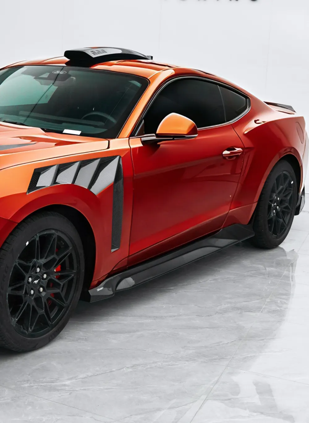 CMST carbon fiber side skirts for the Ford Mustang