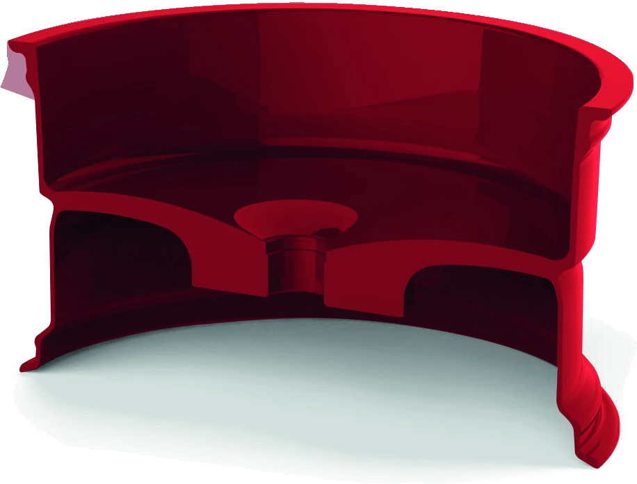 Section render of a monoblock forged wheel — face and barrel in one piece